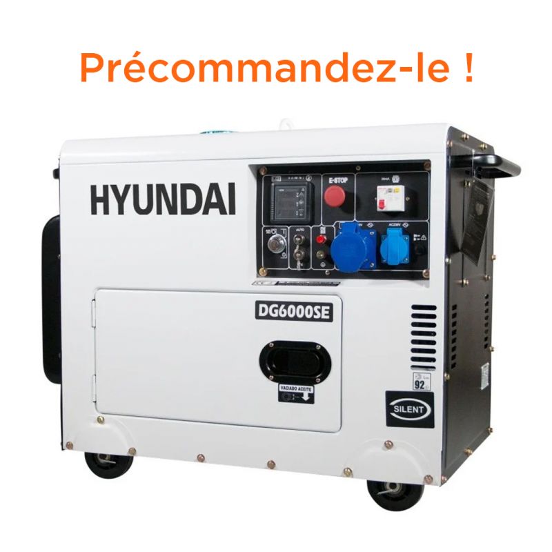 Groupe electrogene diesel insonorisé 5kw monophasé hyundai DHY6000SE - EN PRÉCOMMANDE
